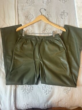 Express Olive Green Faux Leather Joggers